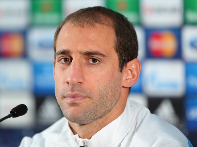 Pablo Zabaleta of Manchester City faces the media during a press conference at Carrington Training Ground on November 4, 2013 
