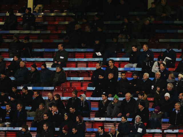 Sparsely populated stands during the Capital One Cup Semi-Final, Second Leg match between West Ham United and Manchester City at Boleyn Ground on January 21, 2014