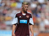 Adam King of Hearts during a pre season friendly match between Dunfermline Athletic and Hearts at East End Park on July 13, 2013