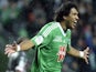 Saint-Etienne's player Brandao celebrate his team's win during the French L1 football match against Valenciennes on February 1, 2014