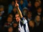 Chris Brunt of West Brom celebrates scoring the opening goal during the Barclays Premier League match against Aston Villa on January 29, 2014