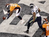 Running back Knowshon Moreno of the Denver Broncos recovers the ball in the endzone for a safety against the Seattle Seahawks on February 2, 2014