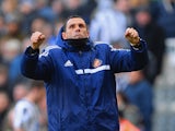 Sunderland manager Gus Poyet celebrates after the Barclays Premier League match between Newcastle United and Sunderland at St James' Park on February 1, 2014