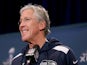 Head coach Pete Carroll of the Seattle Seahawks addresses the media during Super Bowl XLVIII media availability at the Westin Hotel January 27, 2014