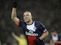 Paris' Brazilian defender Alex Costa celebrates after scoring during a French L1 football match between Paris Saint-Germain (PSG) and Bordeaux (FCGB) on January 31, 2014