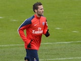 French L1 Paris Saint-Germain football club newly recruited midfielder Yohan Cabaye exercises during a training session at Camp des Loges in Saint-Germain-en-Laye, west of Paris, on January 30, 2014