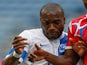 Sylvain Babin of Martinique (L) dribbles against Cecilio Waterman #11 of Panama at CenturyLink Field on July 11, 2013