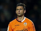 Helder Postiga of Valencia reacts as he fails to score during the La Liga match between Elche FC and Valencia CF at Manuel Martinez Valero on November 24, 2013