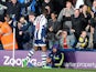 West Bromwich Albion's Nigerian forward Victor Anichebe celebrates after scoring the equalising goal during the English Premier League football match between West Bromwich Albion and Liverpool at The Hawthorns in West Bromwich, central England, on Februar
