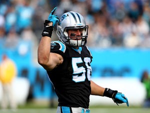A.J. Klein #56 of the Carolina Panthers during their game against Tampa Bay Buccaneers on December 1, 2013