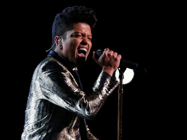 Bruno Mars performs during the Pepsi Super Bowl XLVIII Halftime Show at MetLife Stadium on February 2, 2014