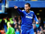 Eden Hazard of Chelsea celebrates scoring during the Barclays Premier League match between Cheslea and Newcastle United at Stamford Bridge on February 8, 2014