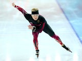 Speed skater Claudia Pechstein of Germany practices during a training session ahead of the Sochi 2014 Winter Olympics at Adler Arena Skating Center on February 3, 2014