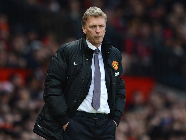 Man United manager David Moyes on the touchline during his team's Premier League match against Fulham on February 9, 2014