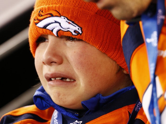 A young Denver Broncos fan pictured at half time of the Super Bowl on February 2, 2014