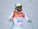 Erik Fisher of the United States finishes a run during training for the Alpine Skiing Men's Downhill ahead of the Sochi 2014 Winter Olympics at Rosa Khutor Alpine Center on February 6, 2014