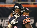 Joe Anderson #19 of the Chicago Bears celebrates a touchdown catch against the Cleveland Browns at Soldier Field on August 29, 2013