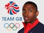 This image has been digitally altered) Joel Fearon of Team GB Bobsleigh poses at the Team GB Kitting Out ahead of Sochi Winter Olympics on January 2014