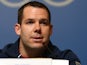 Team USA bobsleigher Johnny Quinn in a press conference in Sochi on February 4, 2014.