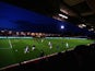 A general view as Everton players warm up prior to the Budweiser FA Cup fourth round match between Stevenage and Everton at the Lamex Stadium on January 25, 2014