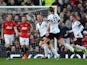 Steve Sidwell of Fulham celebrates scoring the opening goal during the Barclays Premier League match between Manchester United and Fulham at Old Trafford on February 9, 2014