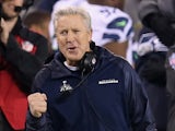 Head coach Pete Carroll of the Seattle Seahawks reacts in the fourth quarter against the the Denver Broncos during Super Bowl XLVIII at MetLife Stadium on February 2, 2014