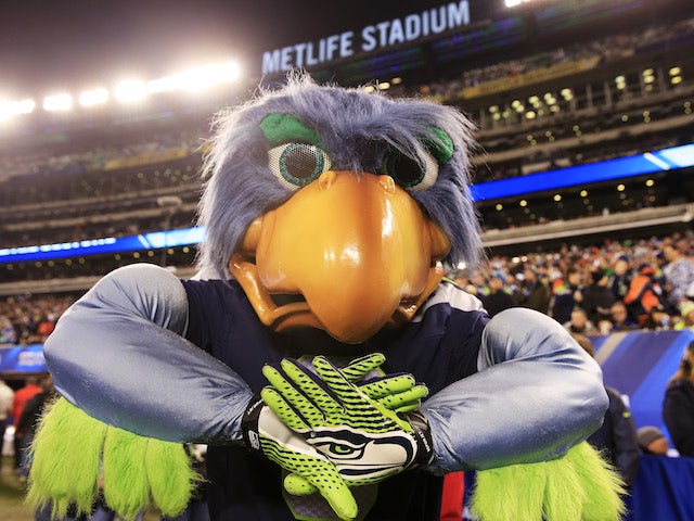 The Seahawks mascots celebrates during Super Bowl XLVIII at MetLife Stadium on February 2, 2014