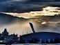 Daylight breaks over the Olympic Stadium ahead of the Winter Olympics in Sochi on February 5, 2014.
