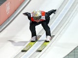 Thomas Morgenstern of Austria takes part in the Men's Normal Hill Individual Ski Jumping training ahead of the Sochi 2014 Winter Olympics on February 6, 2014