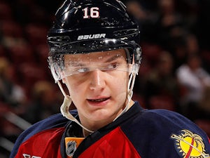 Florida Panthers center Aleksander Barkov (16) looks up after scoring a  goal during the third period of an NHL hockey game against the San Jose  Sharks, Saturday, Jan. 29, 2022, in Sunrise