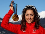 Amy Williams of Great Britain poses for a photo with her Gold Medal after winning the Women's Skeleton event on February 19, 2010