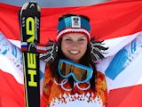 Anna Fenninger of Austria wins the gold medal during the Alpine Skiing Women's Super-G at the Sochi 2014 Winter Olympic Games on February 15, 2014