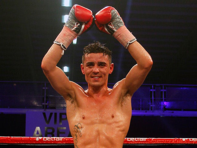 Anthony Crolla celebrates after beating Gavin Rees (not pictured) after the WBO Inter-Continental Lightweight championship fight at Bolton Arena on June 29, 2013