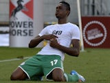 Nigerian player Christian Obiozor celebrates after scoring a goal against Zimbabwe during the 2014 African Nations Championship (CHAN) football match against Zimbabwe on February 1, 2014