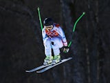 Elisabeth Goergl of Austria skis during the Alpine Skiing Women's Downhill on day 5 of the Sochi 2014 Winter Olympics at Rosa Khutor Alpine Center on February 12, 2014