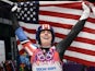 Erin Hamlin celebrates her bronze medal after competing in the Women's Luge Singles event final run at the Sanki Sliding Center during the Sochi Winter Olympics on February 11, 2014