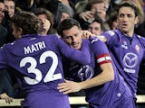 Manuel Pasqual of ACF Fiorentina celebrates after scoring a goal during the TIM Cup match between ACF Fiorentina and Udinese Calcio at Stadio Artemio Franchi on February 11, 2014