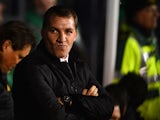 Manager Brendan Rodgers of liverpool looks on during the Barclays Premier League match between Fulham and Liverpool at Craven Cottage on February 12, 2014