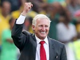 Gordon Igesund manager of South Africa celebrates during the 2014 FIFA World Cup Qualifier match between South Africa and Botswana on September 7, 2013