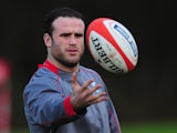 Wales centre Jamie Roberts in action during Wales training ahead of their RBS Six Nations match against Italy on saturday, at the Vale hotel on January 28, 2014