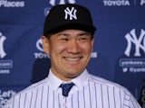 Masahiro Tanaka of the New York Yankees looks on during his introductory press conference at Yankee Stadium on February 11, 2014