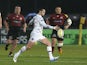 Ryan Lamb of Leicester kicks the ball upfield during the Aviva Premiership match between Saracens and Leicester Tigers at Allianz Park on December 21, 2013