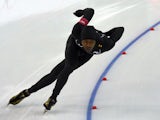 US Shani Davis competes in the the Men's Speed Skating 1000 m at the Adler Arena during the Sochi Winter Olympics on February 12, 2014