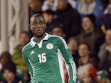 Solomon Kwambe of Nigeria in action during the international friendly match between Italy and Nigeria at Craven Cottage on November 18, 2013