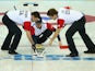 The USA compete in the Curling Men's Round Robin match between USA and Denmark during day five of the Sochi 2014 Winter Olympics at Ice Cube Curling Center on February 12, 2014