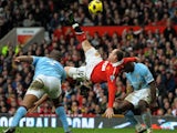 Wayne Rooney scores against Manchester City on February 12, 2011.