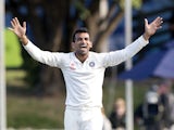 Zaheer Khan of India appeals for an LBW call on Hamish Rutherford of New Zealand during day 2 of the 2nd International Test cricket match between New Zealand and India in Wellington at the Basin Reserve on February 15, 2014