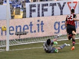 Adel Taarabt of Milan scores the opening goal during the Serie A match between UC Sampdoria and AC Milan at Stadio Luigi Ferraris on February 23, 2014