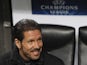 Diego Simeone looks on before the UEFA Champions League Round of 16 match between AC Milan and Club Atletico de Madrid at Stadio Giuseppe Meazza on February 19, 2014
