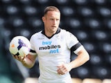 Ben Davies of Derby County in action during the Pre Season Friendly match between Derby County and West Bromwich Albion at Pride Park Stadium on July 27, 2013